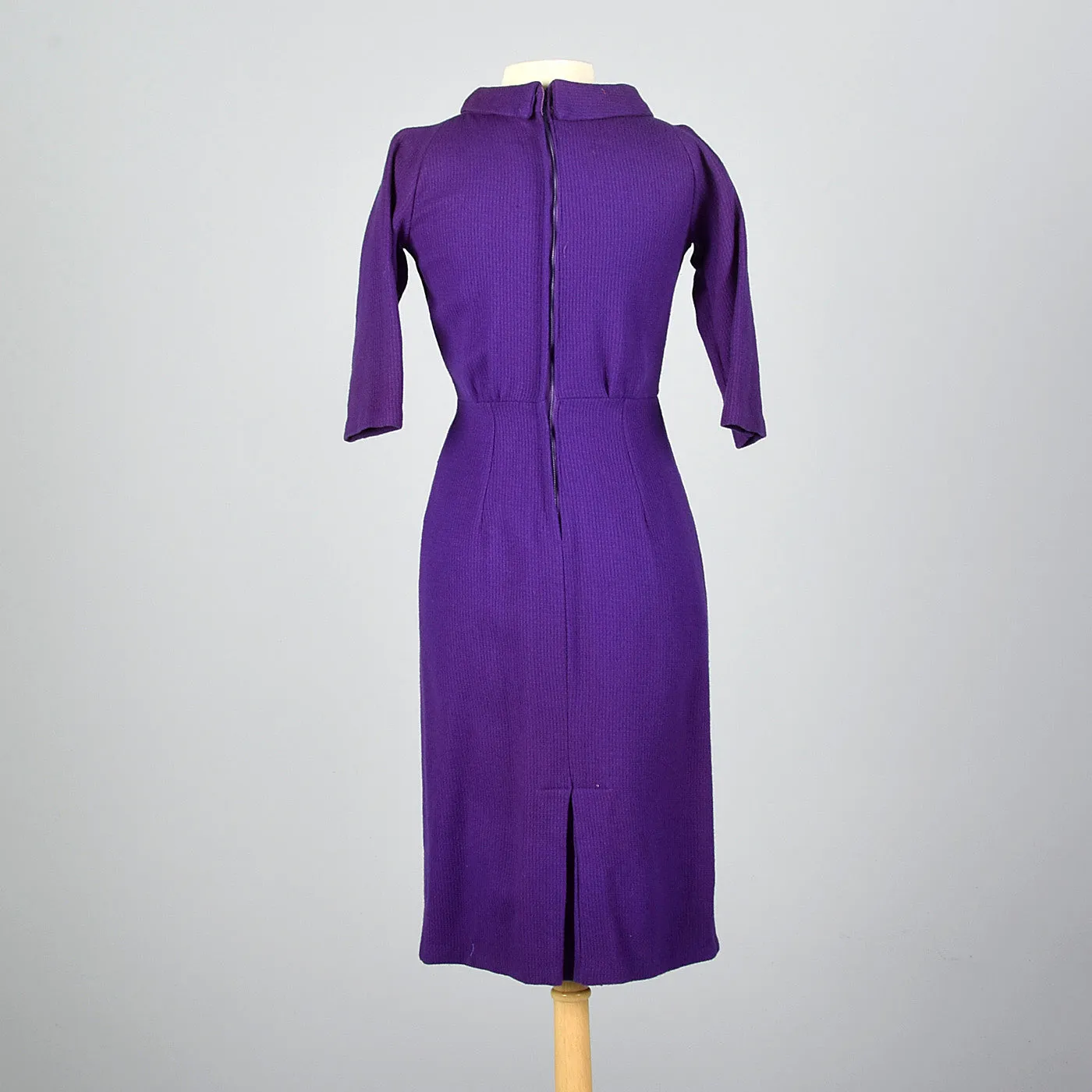 1950s Purple Knit Pencil Dress
