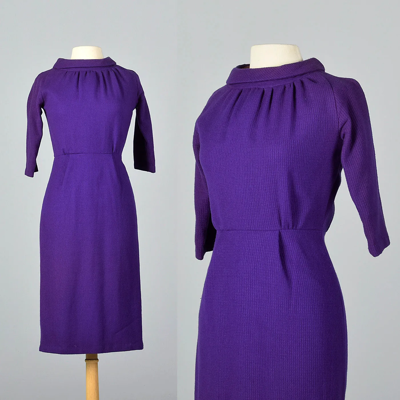 1950s Purple Knit Pencil Dress