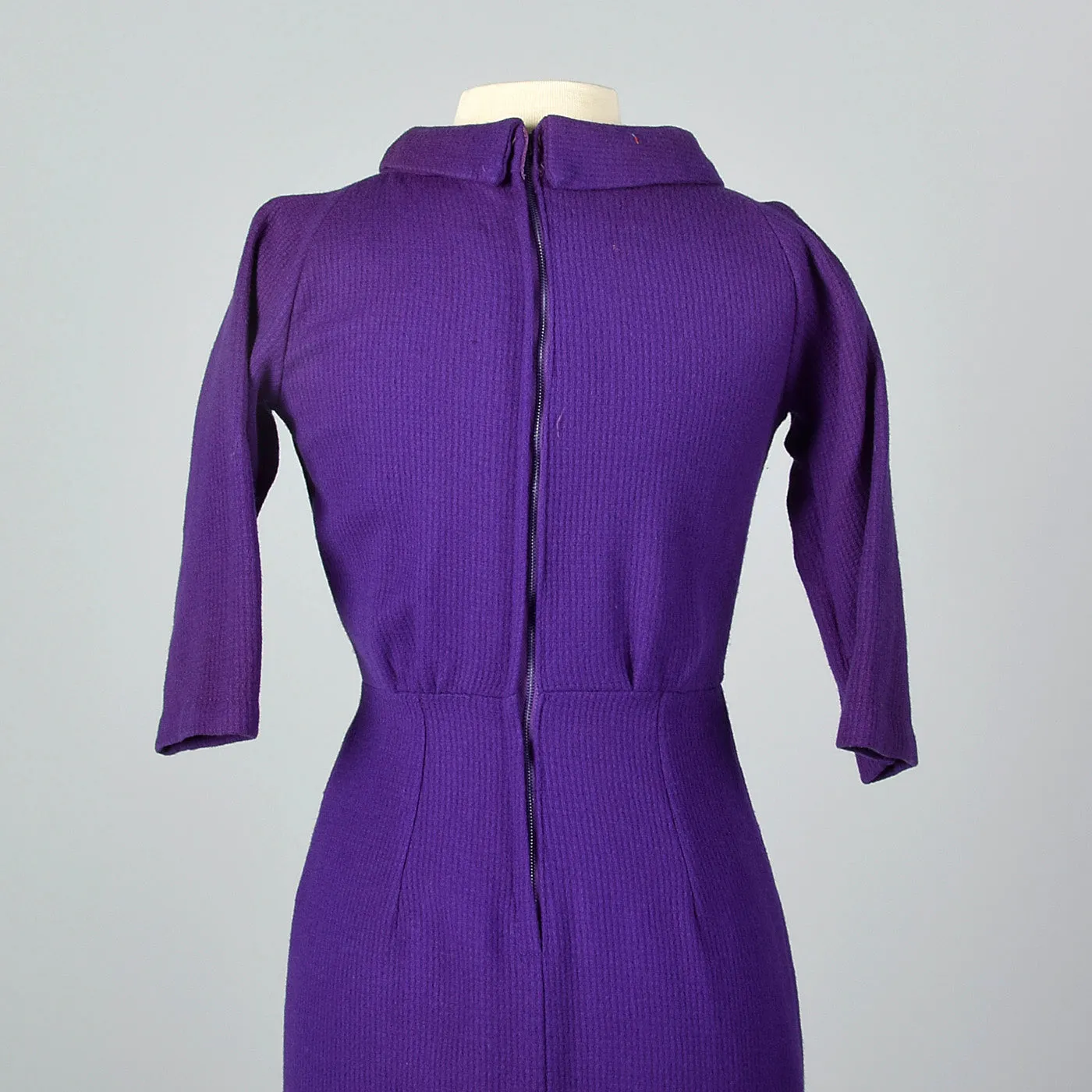 1950s Purple Knit Pencil Dress