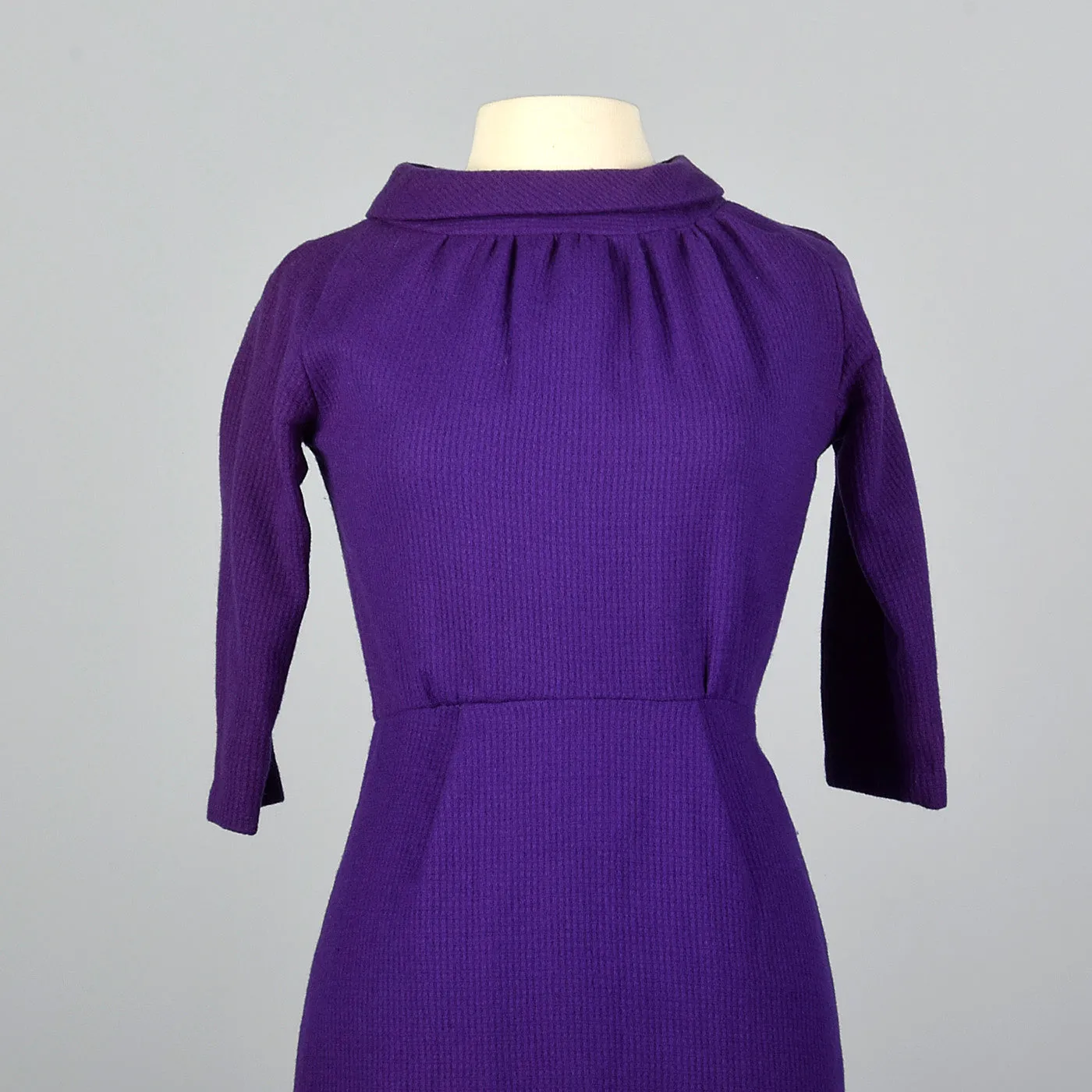 1950s Purple Knit Pencil Dress