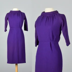 1950s Purple Knit Pencil Dress