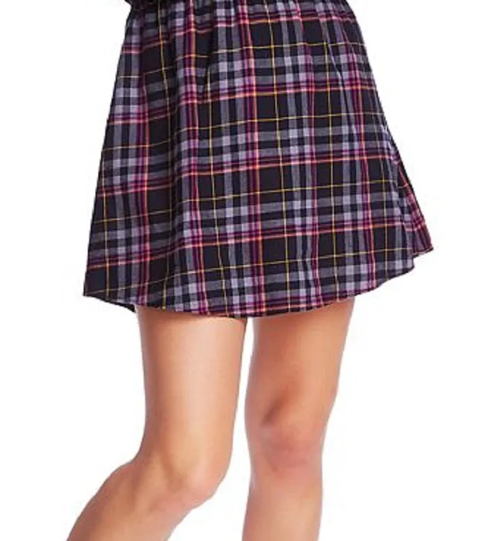 1.STATE Women's Button Front Plaid Shirtdress Blue