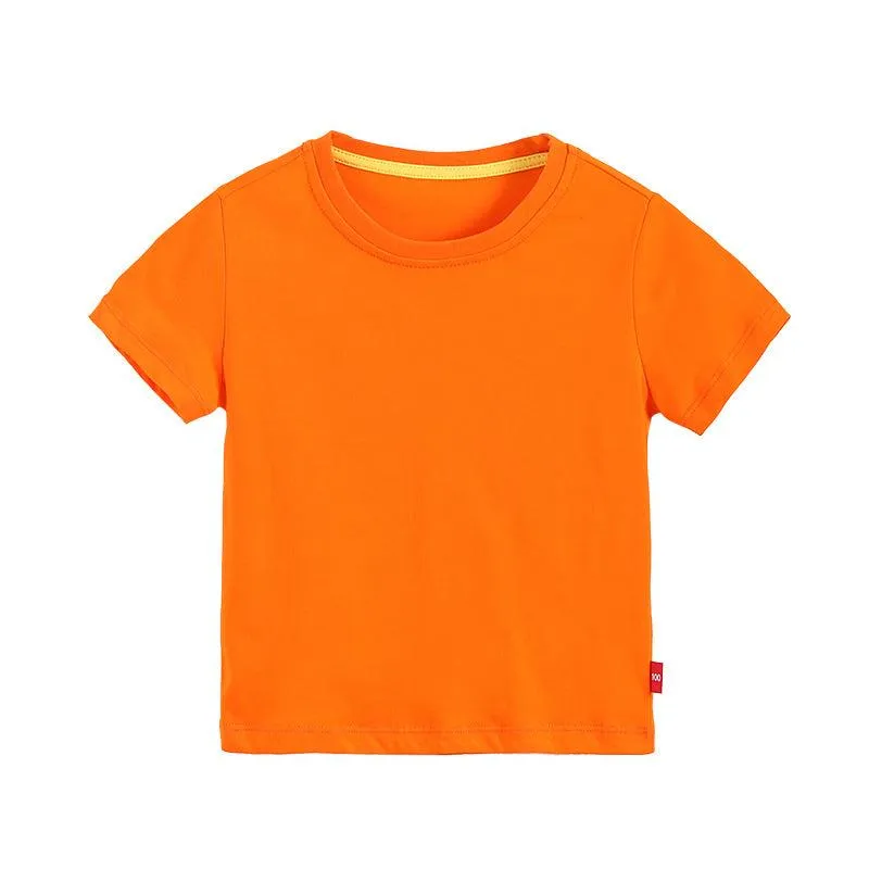 2021 Summer Children's T-shirt Solid Short Sleeve Round Neck Top