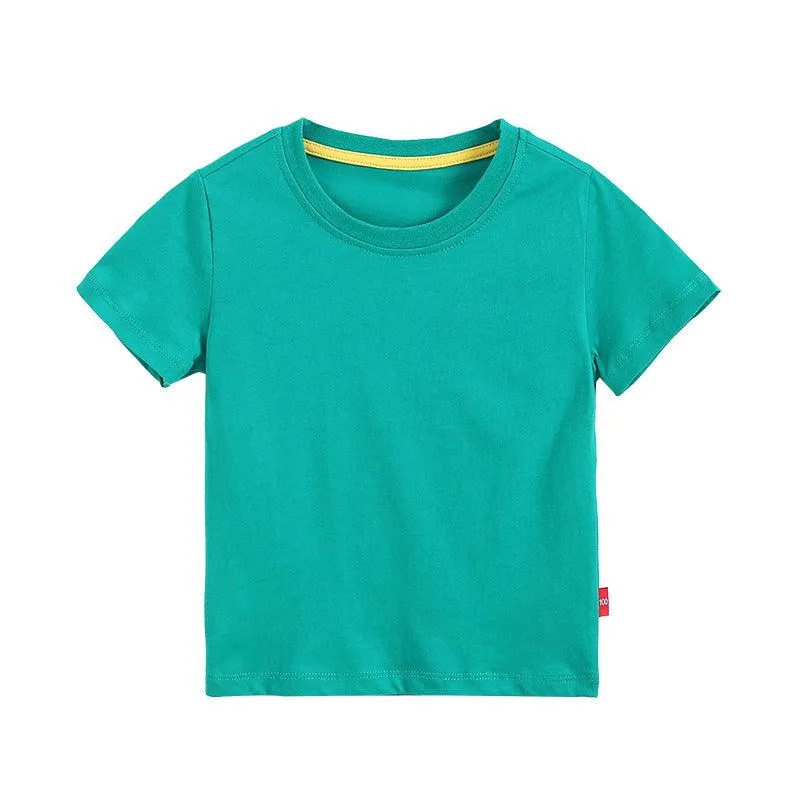 2021 Summer Children's T-shirt Solid Short Sleeve Round Neck Top