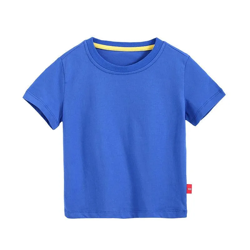2021 Summer Children's T-shirt Solid Short Sleeve Round Neck Top