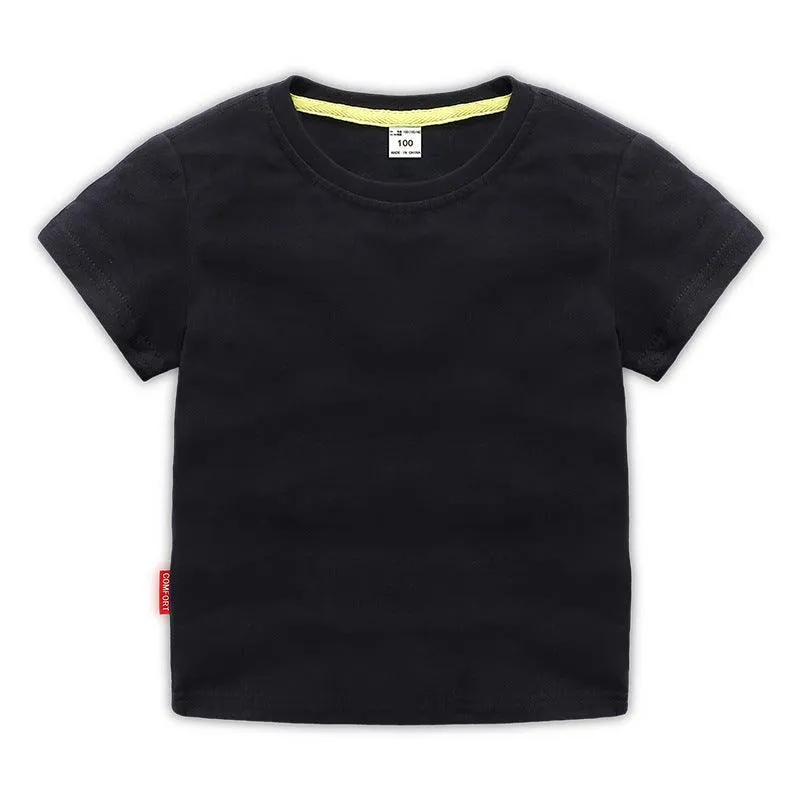 2021 Summer Children's T-shirt Solid Short Sleeve Round Neck Top