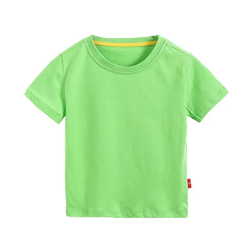 2021 Summer Children's T-shirt Solid Short Sleeve Round Neck Top