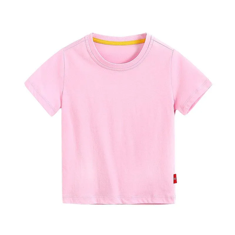 2021 Summer Children's T-shirt Solid Short Sleeve Round Neck Top