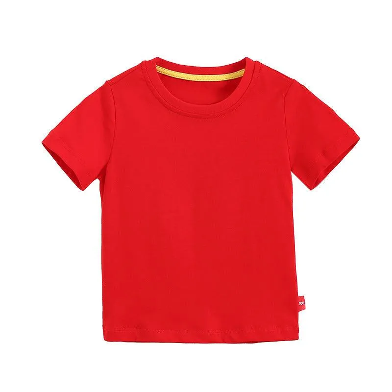 2021 Summer Children's T-shirt Solid Short Sleeve Round Neck Top