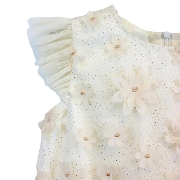 3D Beige Floral Dress