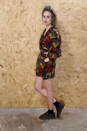 70s Long Sleeved Floral Shirt Dress