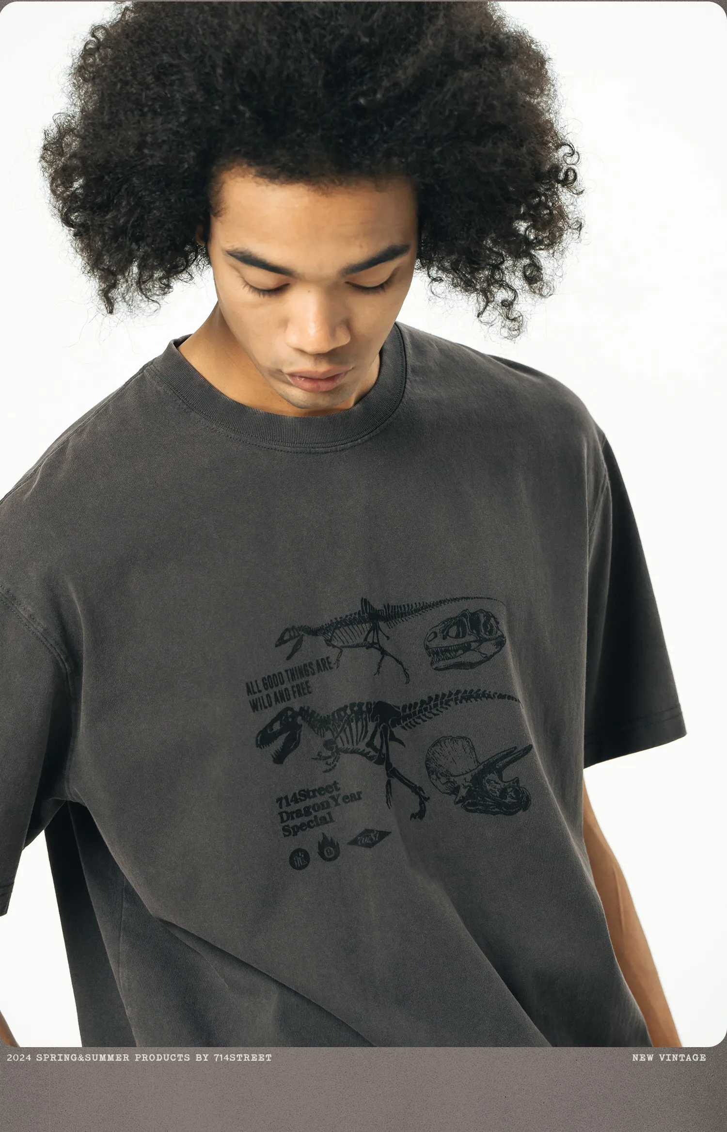 714STREET ドラゴンプリントTシャツ 714ST075