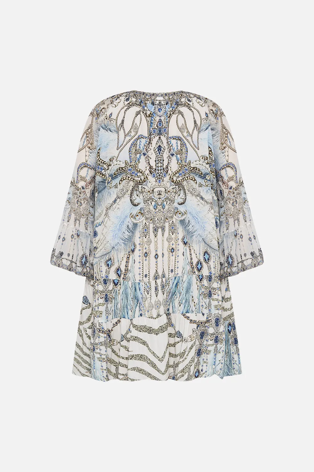 A-LINE GATHERED PANEL DRESS MOON AND BACK