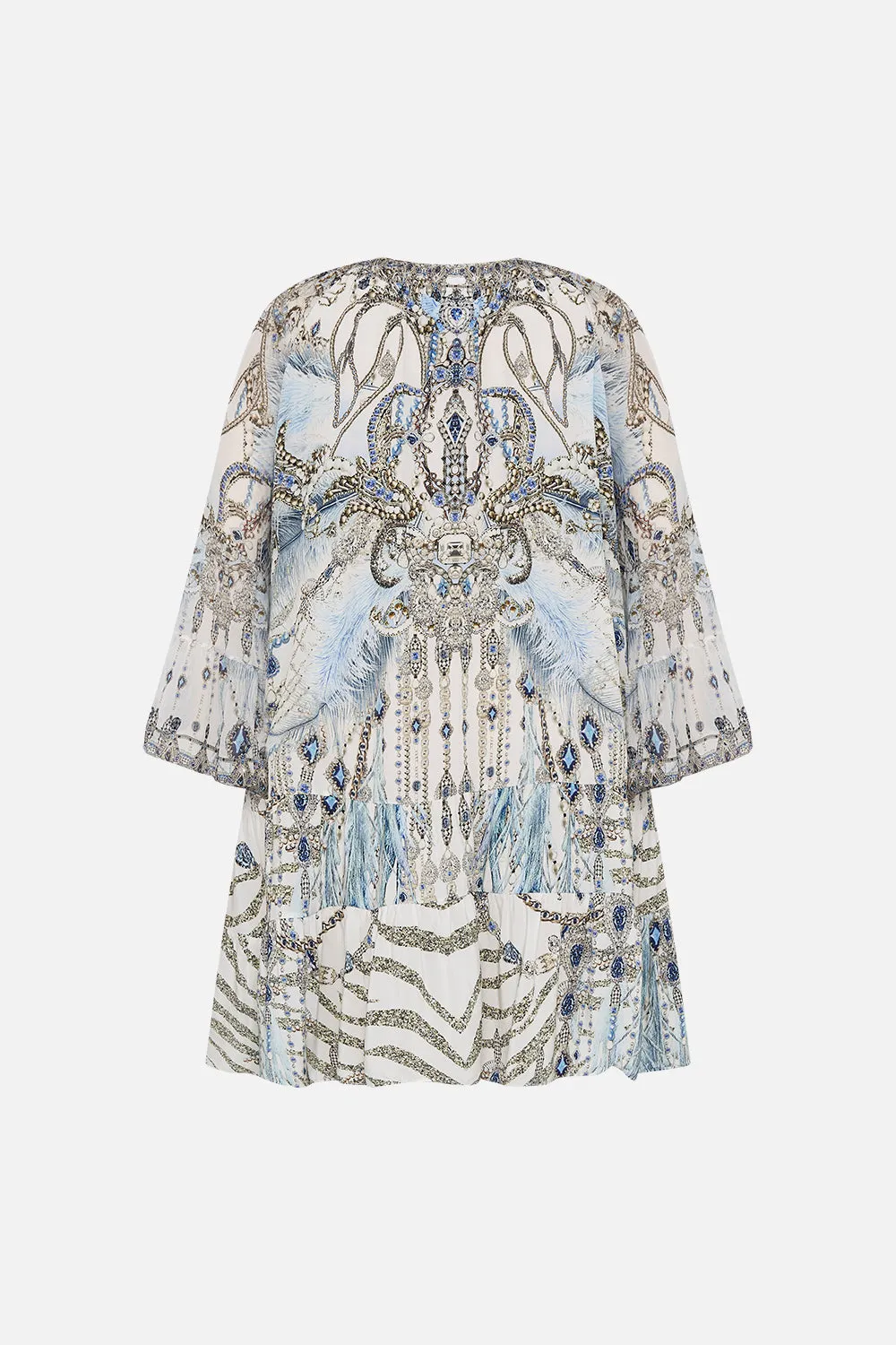 A-LINE GATHERED PANEL DRESS MOON AND BACK