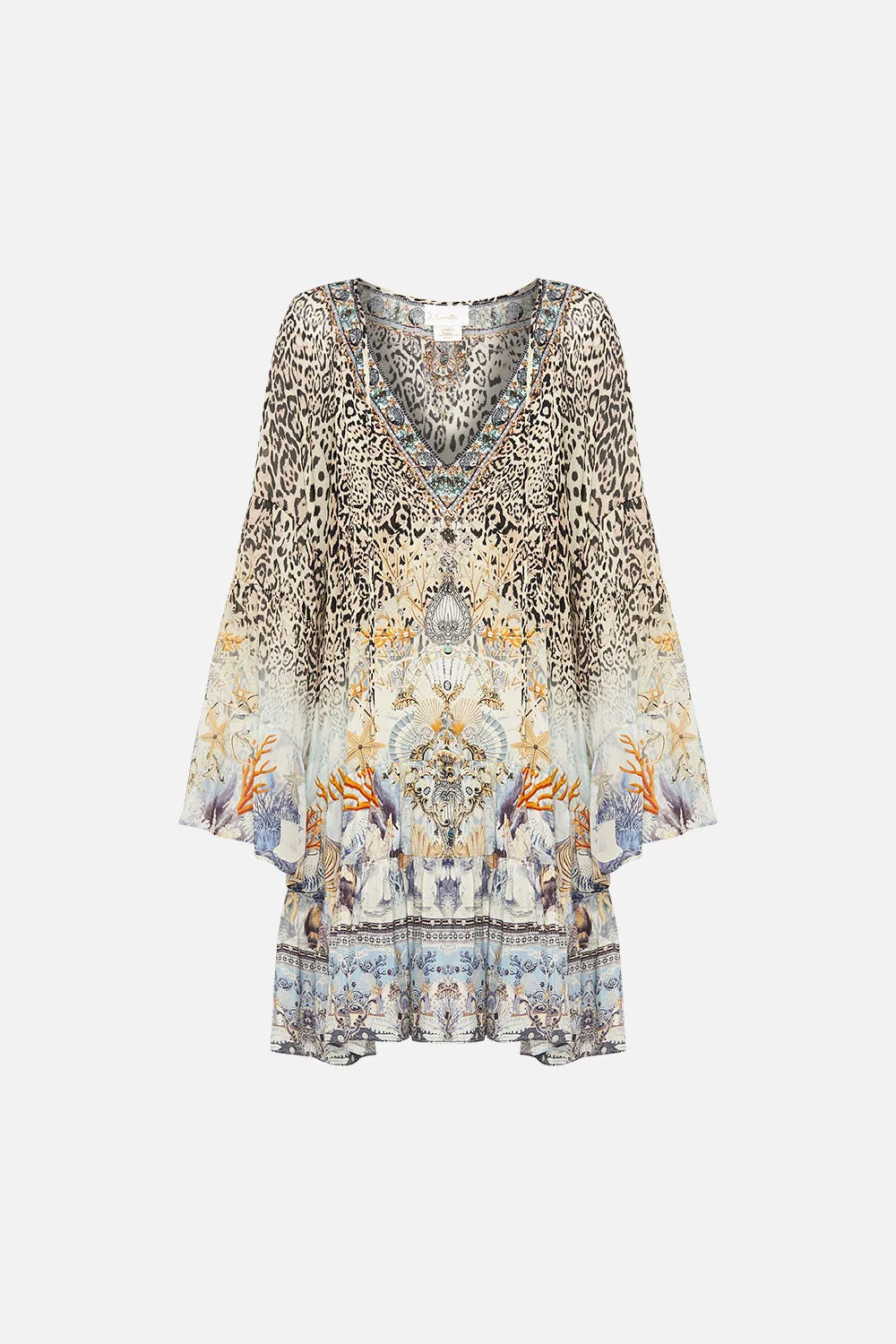 A-LINE GATHERED PANEL DRESS SEAHORSE SONNET