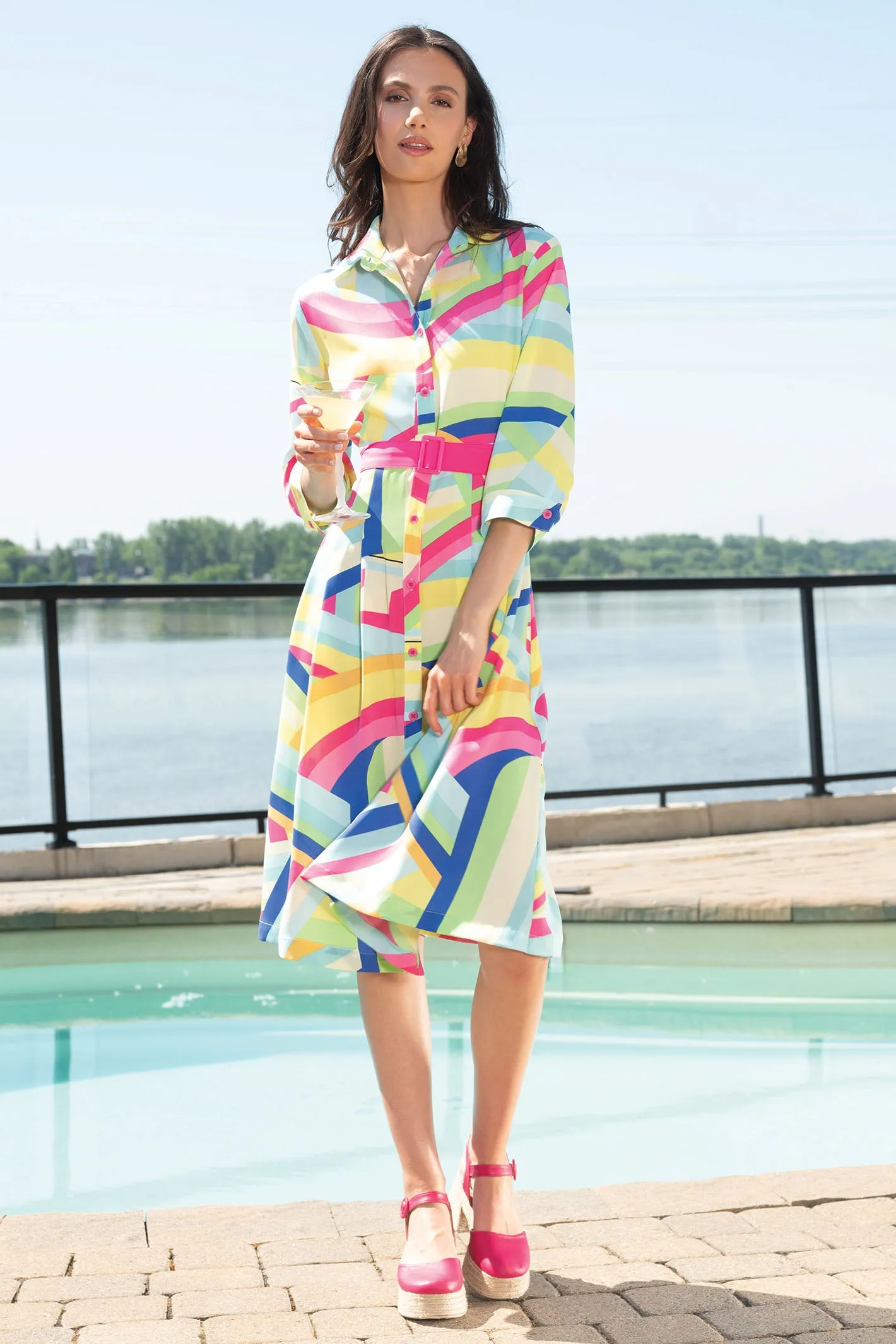 Alison Sheri Shirt Dress Multicolour Bold Abstract Print A45133