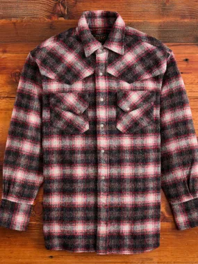 Alpaca Shaggy Western Button-Down Shirt in Black/Red
