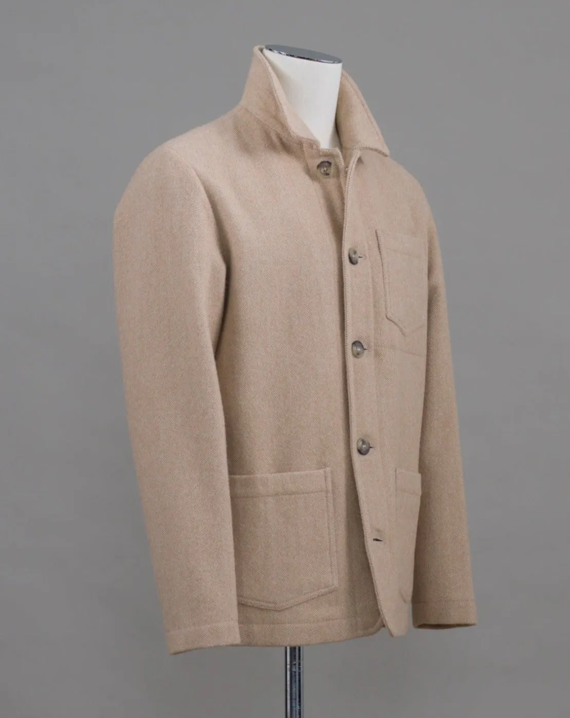 Altea Wool & Alpaca Herringbone Jacket / Beige