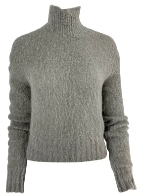 Ami High-Neck Brushed-Effect Sweater in Taupe