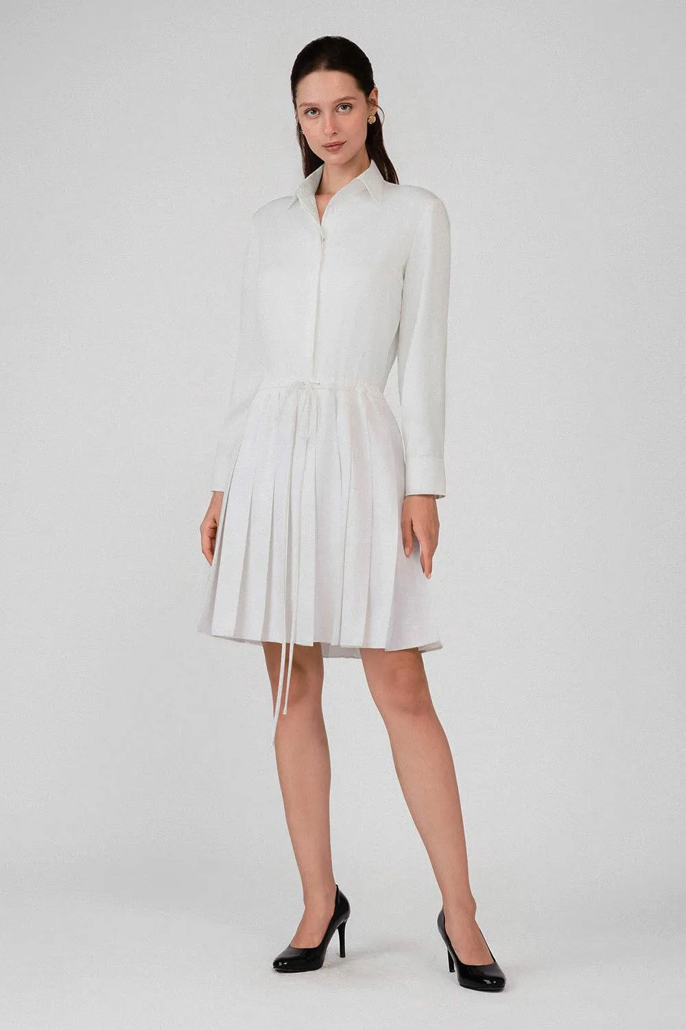 Anahi A-line Shirt Collar Woven Cotton Mini Dress