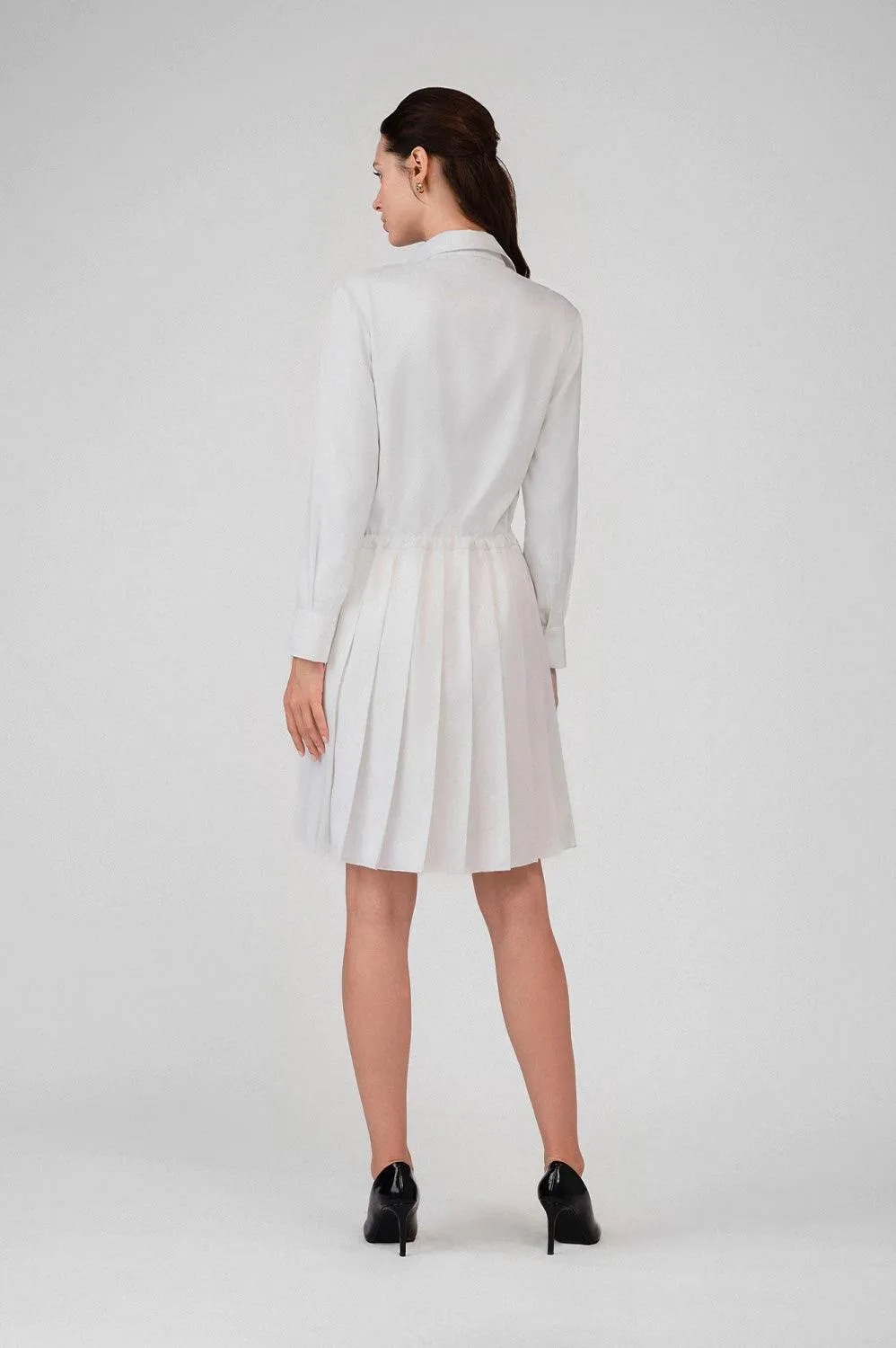 Anahi A-line Shirt Collar Woven Cotton Mini Dress