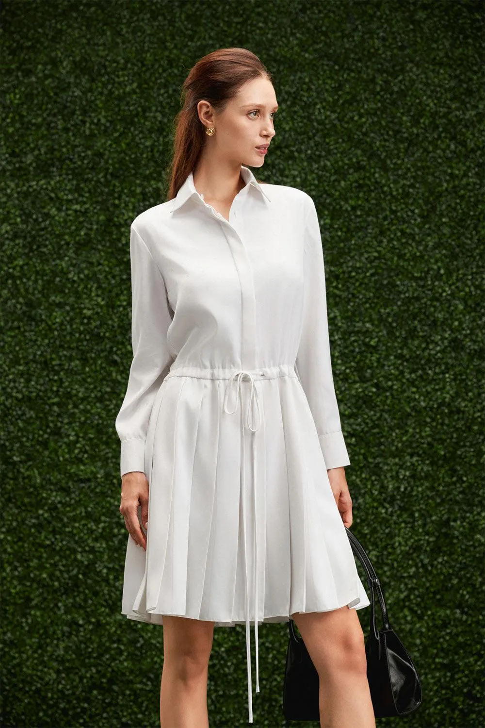 Anahi A-line Shirt Collar Woven Cotton Mini Dress