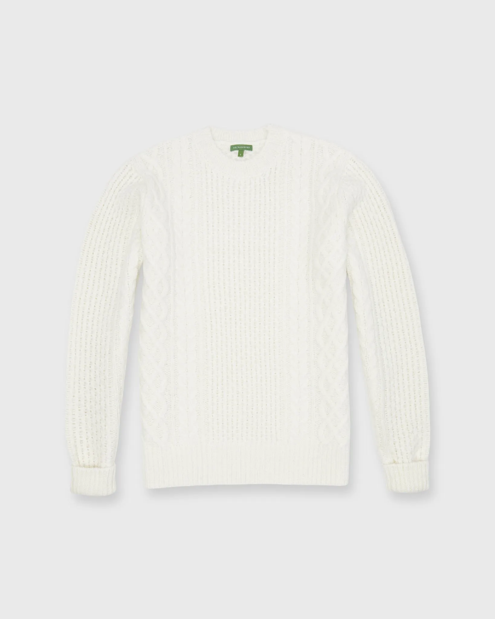 Aran Sweater in Ivory Wool/Baby Alpaca Blend