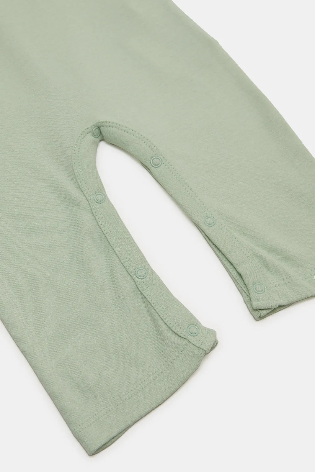 Baby Mint And White Printed Dungaree Set (2 Piece)