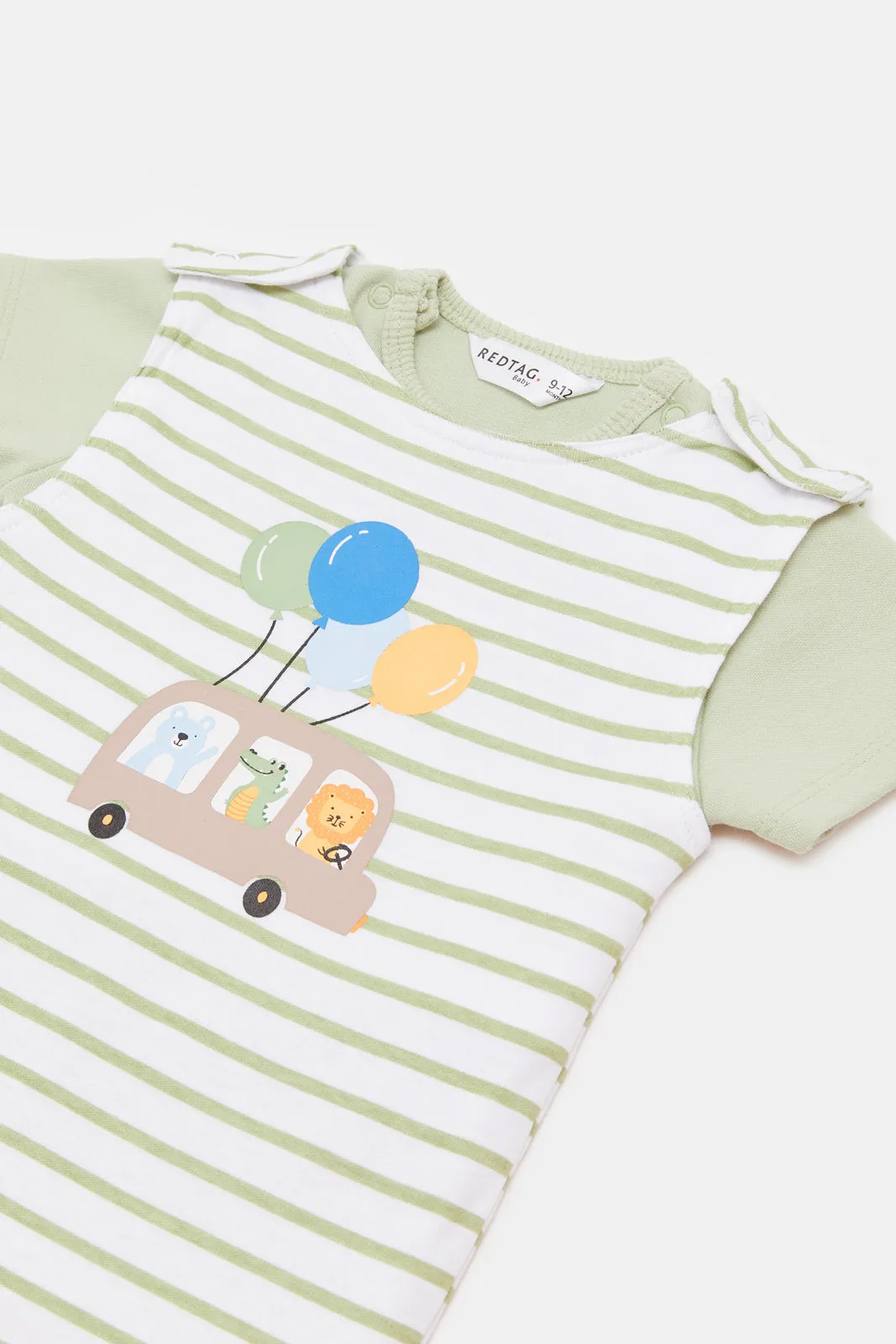 Baby Mint Stripe Dungaree Set (2 Piece)