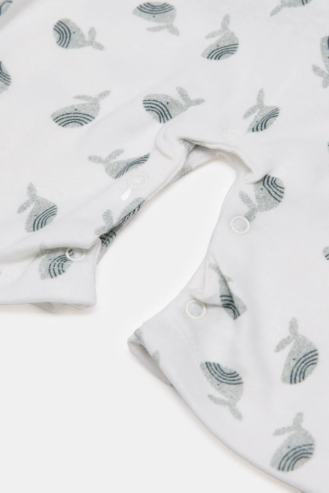 Baby White And Grey Printed Dungaree Set (2 Piece)