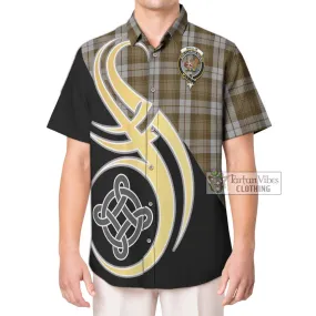 Baillie Dress Tartan Short Sleeve Button Shirt with Family Crest and Celtic Symbol Style