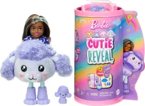 Barbie Chelsea Cutie Reveal Small Doll & Accessories, Brunette in Poodle Costume, 6 Surprises, Color Change (Styles May Vary)