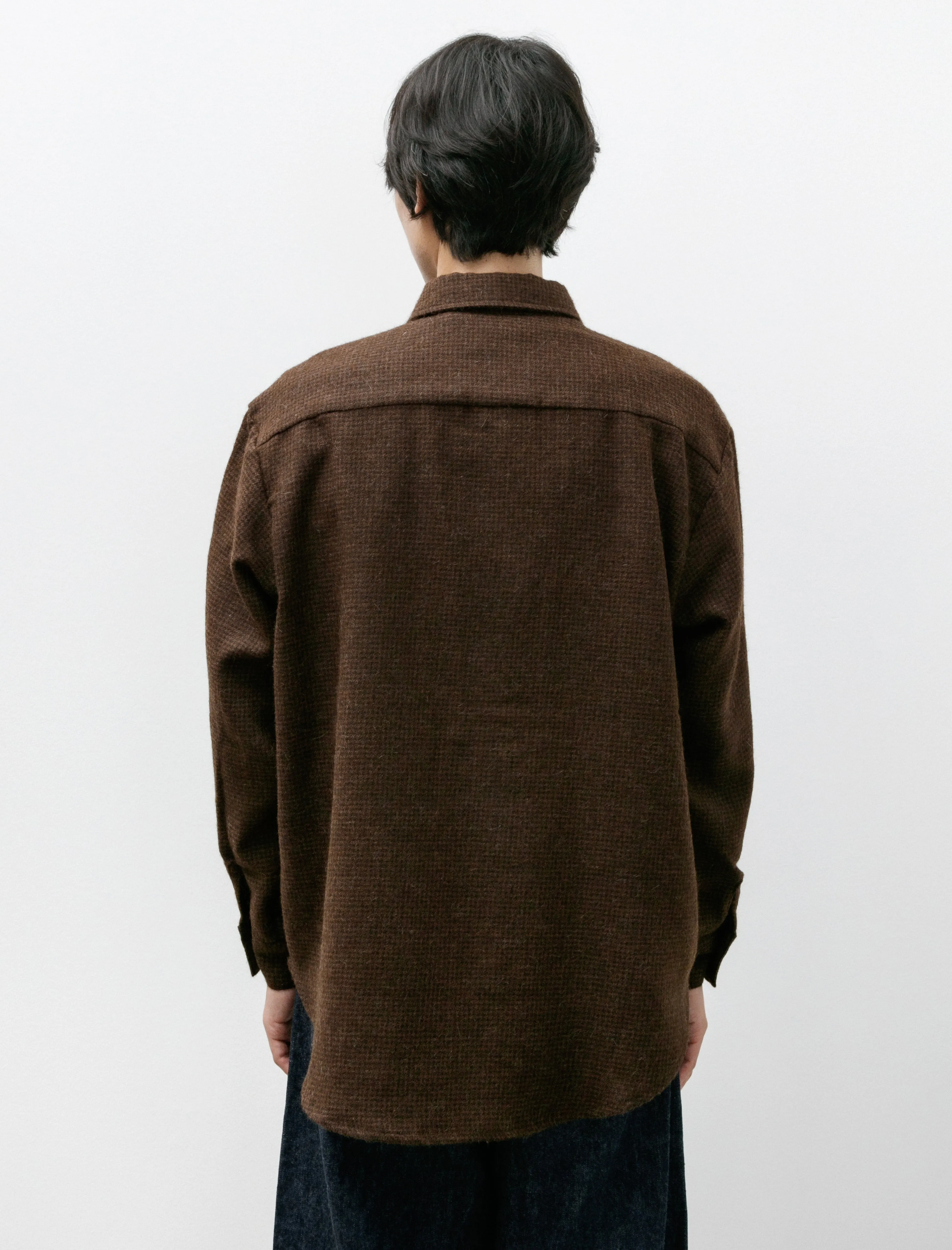 Big Shirt Alpaca Houndstooth Undyed Brown