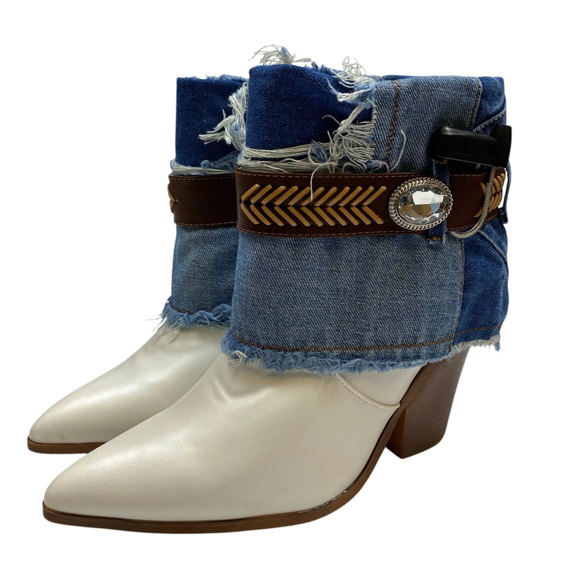 Boots Ankle Heels By Cape Robbin In Blue & White, Size: 8.5