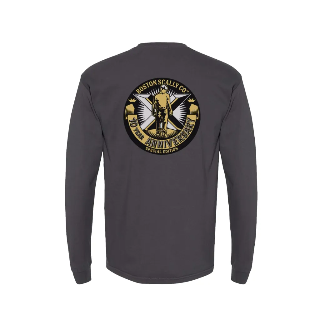 Boston Scally The 10-Year Anniversary Long Sleeve Pocket Tee T-Shirt - Black