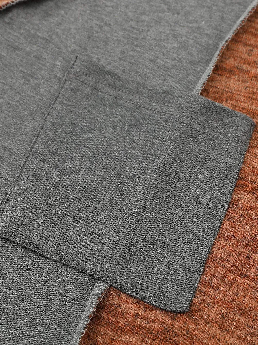 Brown Color Block Patchwork V Neck Loose Knit Top for Fall & Autumn