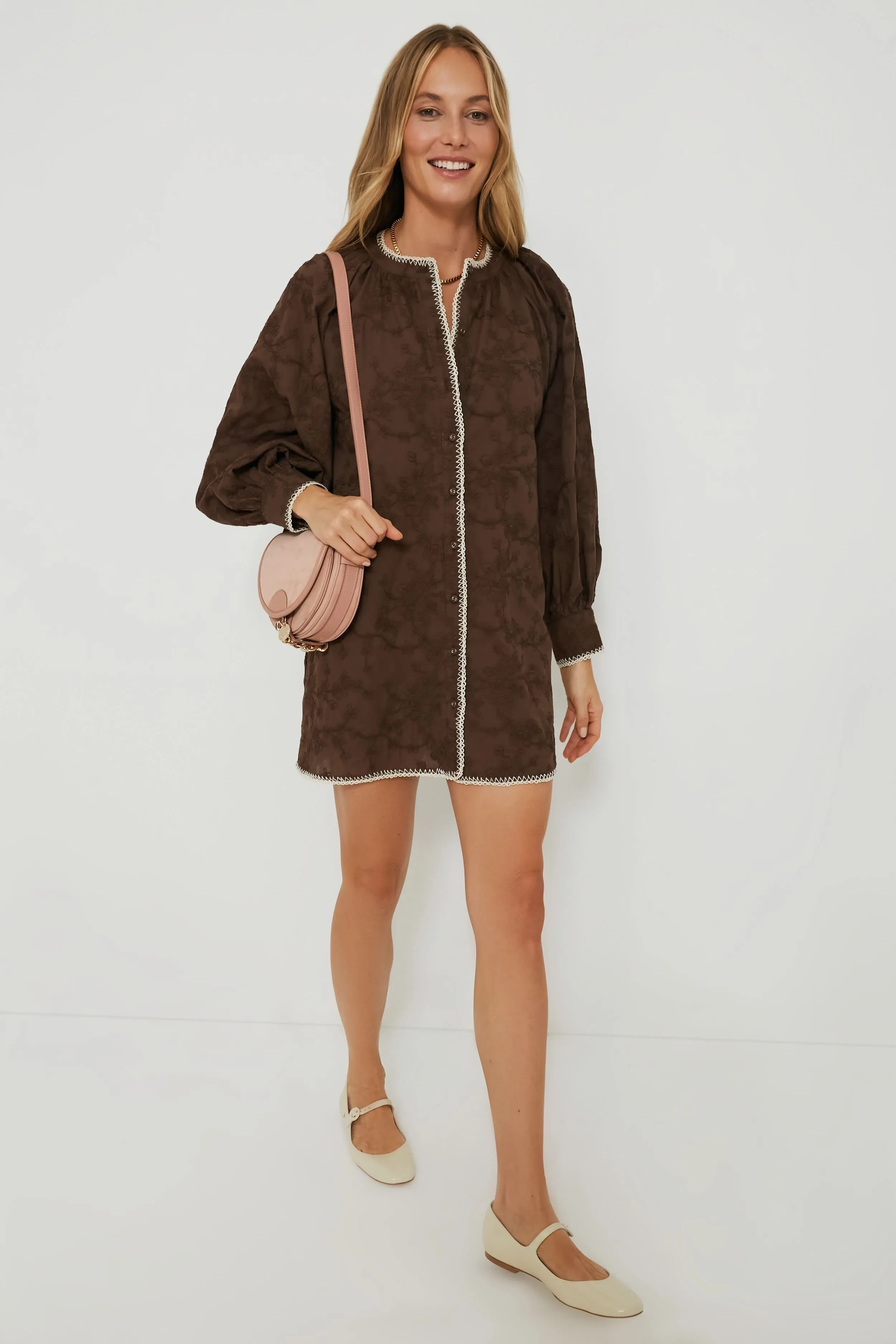 Brown Textured Trisha Shirt Dress