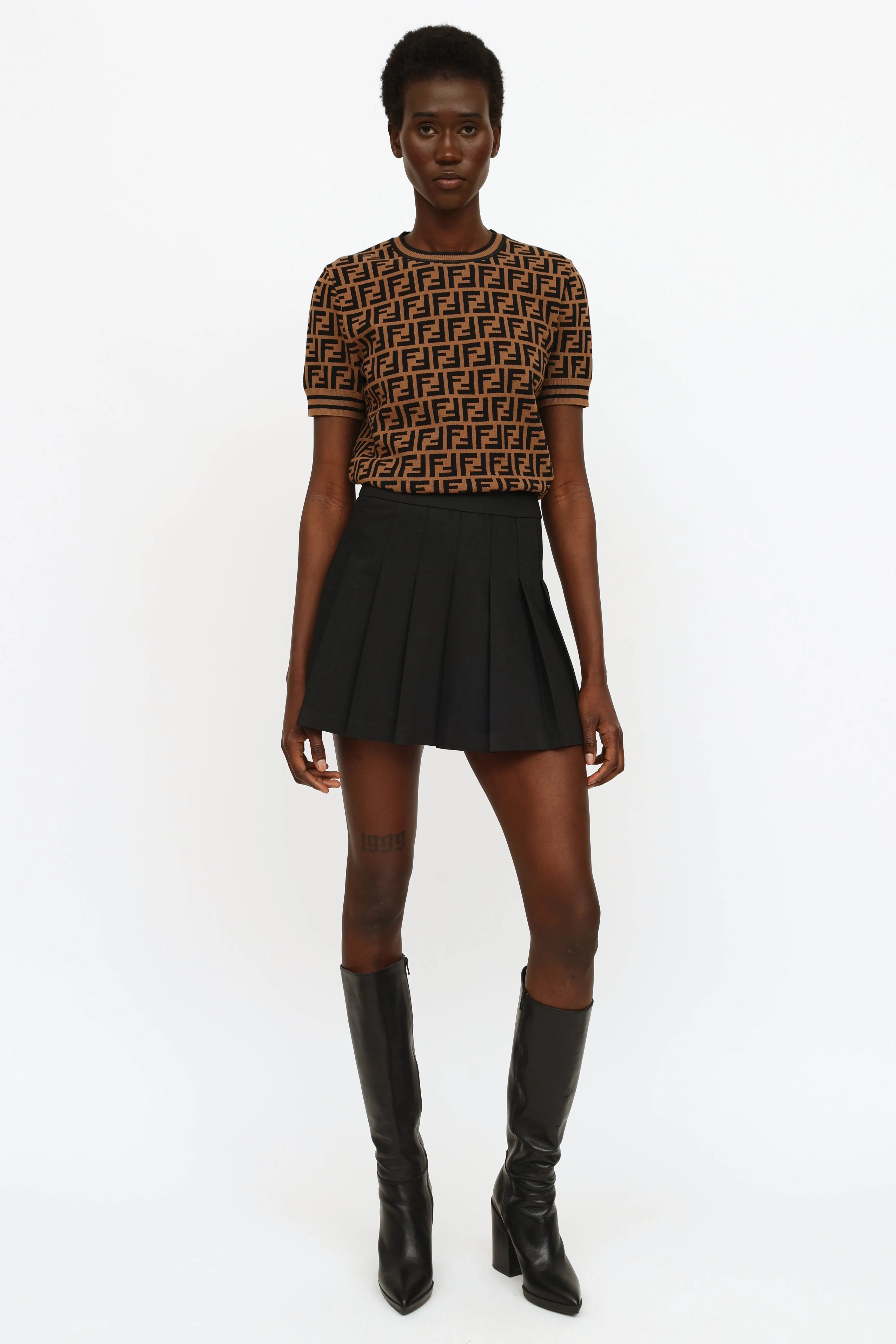 Brown Zucca Knit Top