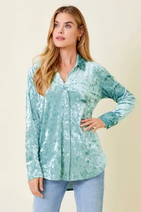 Bubbly Button Down Velvet Shirt