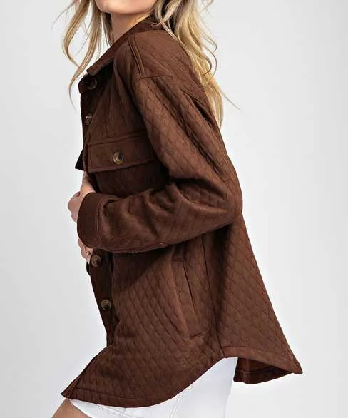 Button Down Shacket - Coffee - FINAL SALE