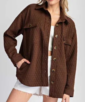 Button Down Shacket - Coffee - FINAL SALE