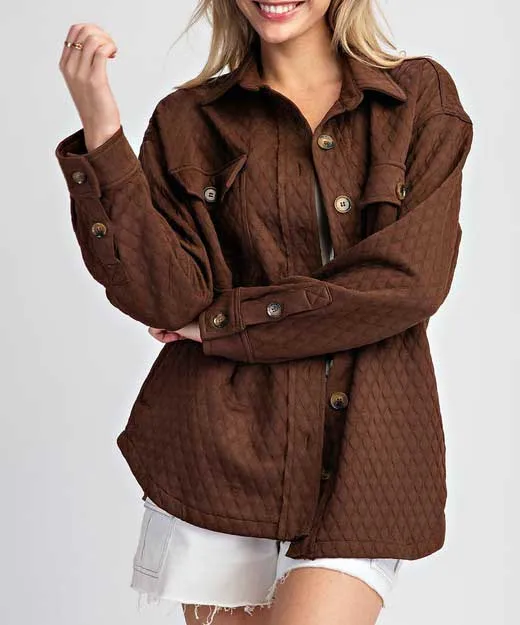 Button Down Shacket - Coffee - FINAL SALE