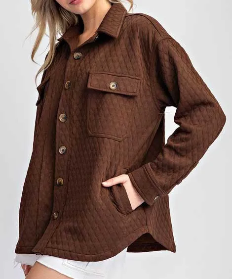 Button Down Shacket - Coffee - FINAL SALE