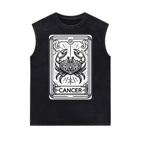 Cancer Tarot Card Horoscope Vintage Washed Vest Top