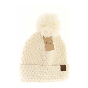 CC Beanie Bee Stitch Knit Pom