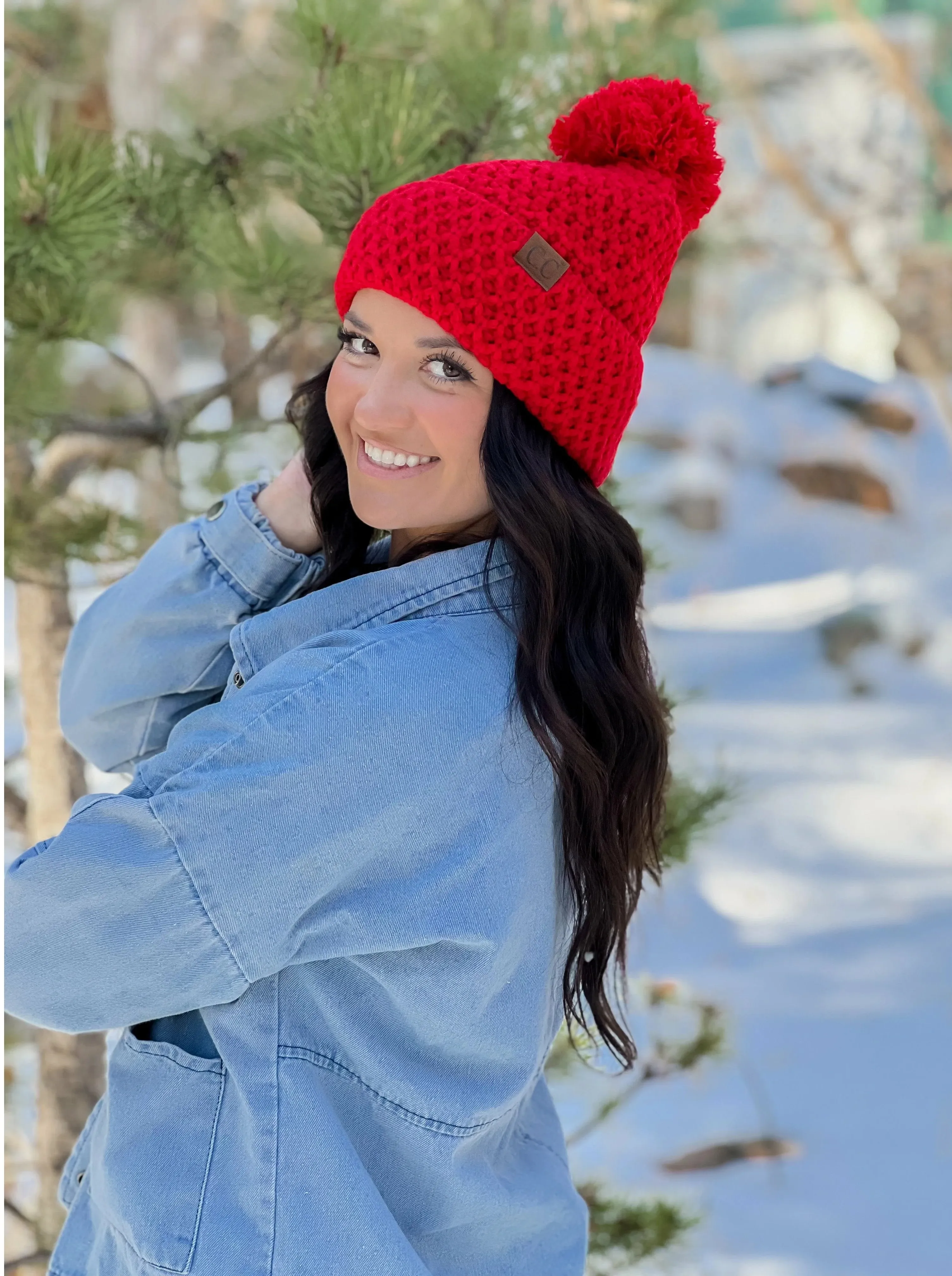 CC Beanie Bee Stitch Knit Pom