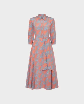 Christy Liberty Print Floral Silk Midi Shirt Dress