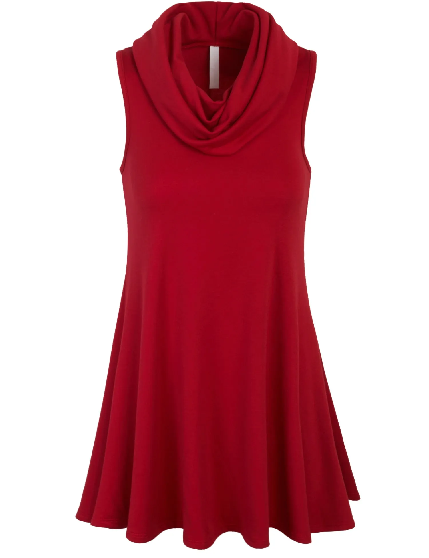 [Clearance] Womens Solid Cowl Neck Sleeveless Flared Knit Top