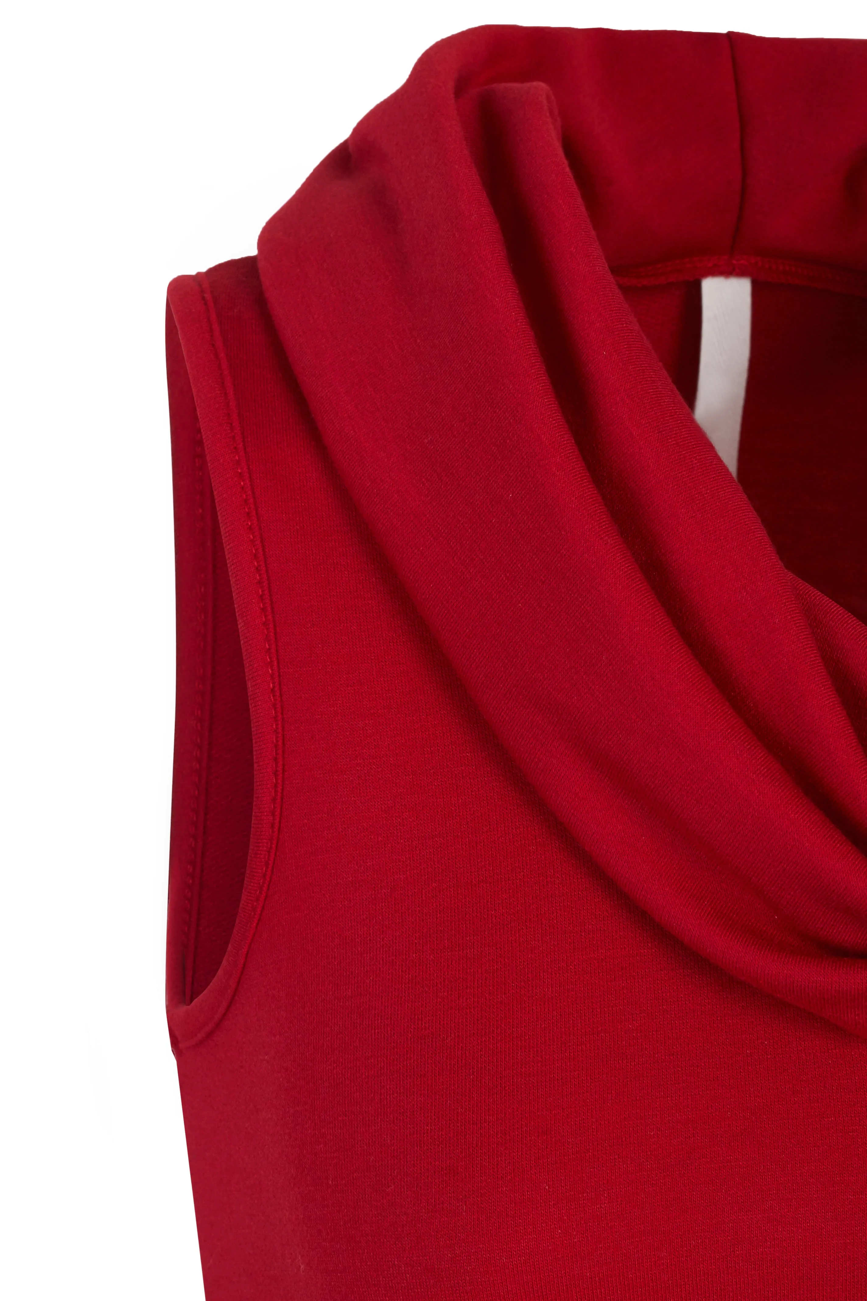 [Clearance] Womens Solid Cowl Neck Sleeveless Flared Knit Top