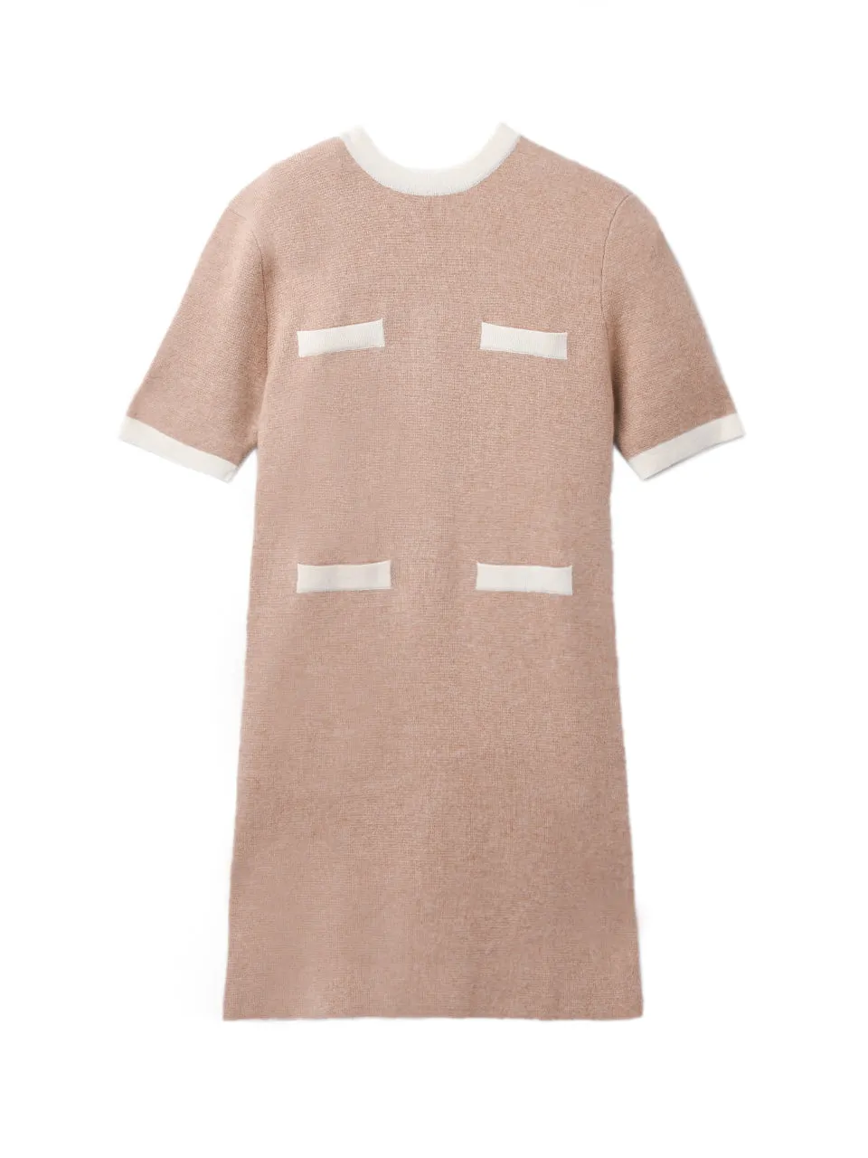 Color Block Shortsleeve Dress_Camel